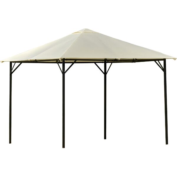 vivagarden 190c gazebo giardino 3x3 mt in metallo con doppio tetto colore bianco crema - 190c