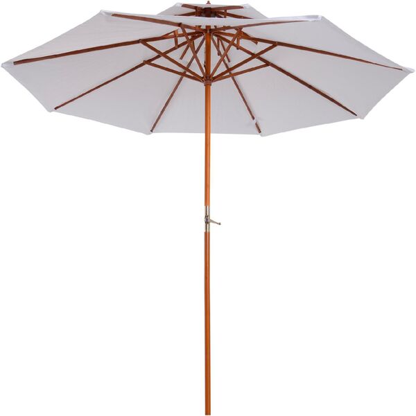 vivagarden 8400d5cg ombrellone da giardino Ø2.7 mt in legno telo in poliestere colore crema - 8400d5cg