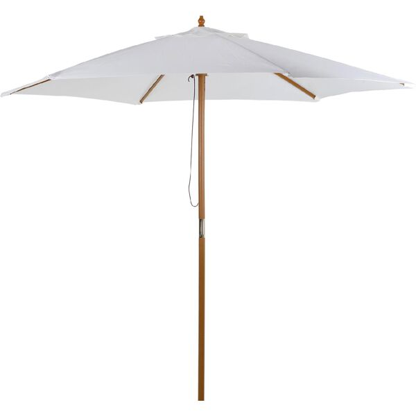vivagarden 84d056cg ombrellone da giardino Ø2.5 mt in legno bambù telo in poliestere colore bianco crema - 84d056cg