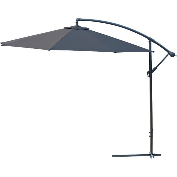 vivagarden 84d08d ombrellone da giardino 3x3 mt decentrato a braccio inclinabile apertura a manovella deluxe colore grigio - 84d08d
