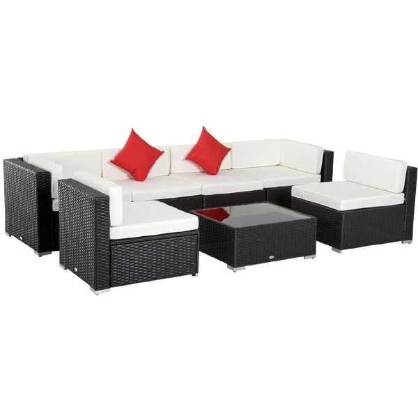 vivagarden 8600d0 set mobili da esterno in rattan 7pz poltrone tavolino con cuscini marrone - 8600d0