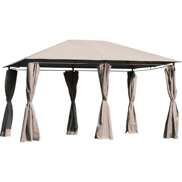 vivagarden d4c116 gazebo giardino 3x4 mt in acciaio telo in poliestere 6 pareti rimovibili 12 paletti colore beige - d4c116