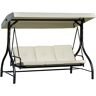 Outsunny Outusunny Letto a Dondolo da Giardino 3 Posti, Dondolo Letto per Esterni con Tettuccio Regolabile, in Acciaio e Poliestere, Beige