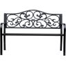 Outsunny Panchina da Giardino 2 Posti con Schienale Decorato in Ghisa e Metallo, 127x60x89cm, Nero