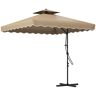 Outsunny Ombrellone a Sbalzo con Doppio Tetto, Apertura a Manovella e Base a Croce, 2.5x2.5m, Cachi