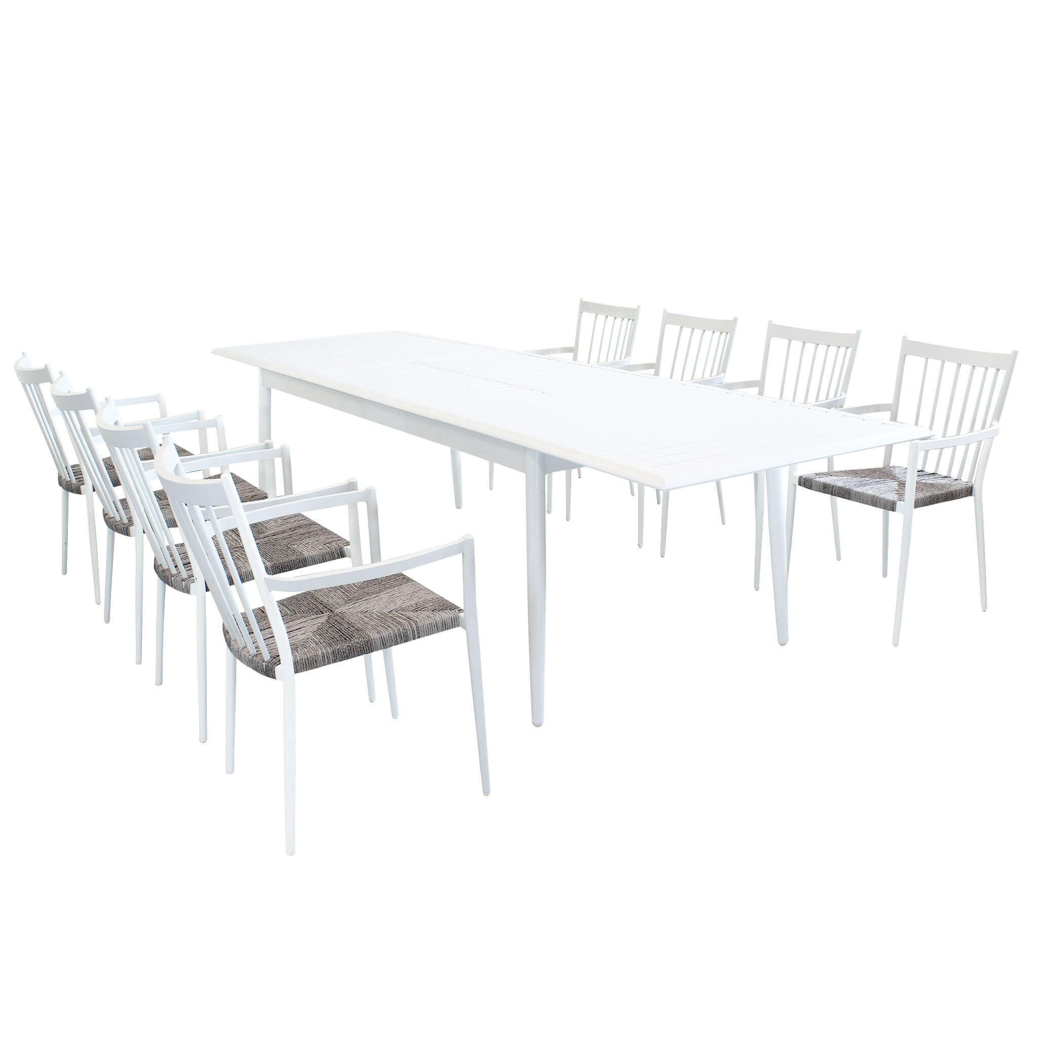Milani Home IMPERIUM - set tavolo in alluminio cm 200/300 x 90 x 76 h con 8 sedute
