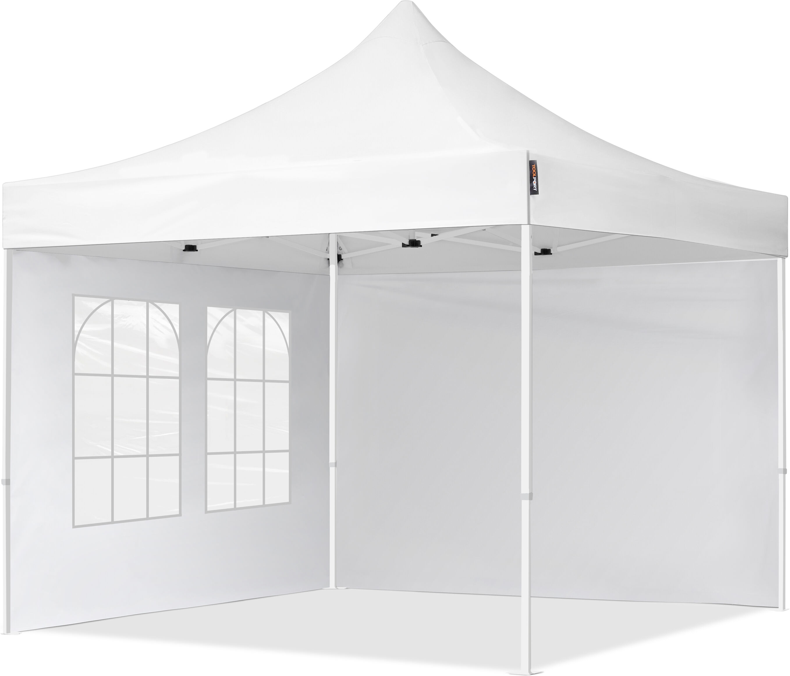 Toolport Gazebo Pieghevole 3x3m Poliestere ad alte prestazioni 300 g/m² bianco impermeabile