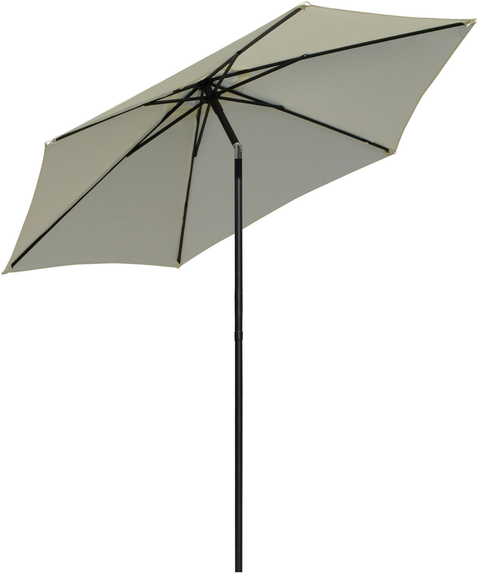 Outsunny Ombrellone da Giardino Anti UV Protezione 30+, Testa Inclinabile, Palo in Alluminio e 6 Stecche, Φ263x250cm, Bianco Crema