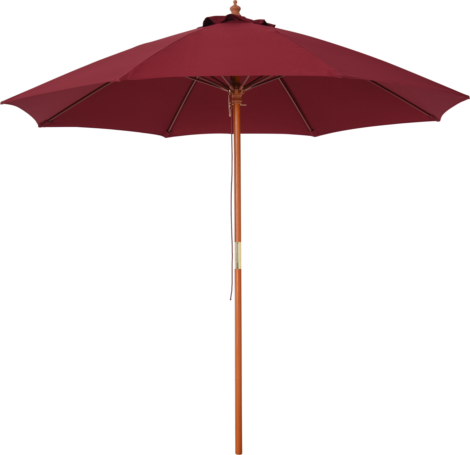 Outsunny Ombrellone da Giardino Φ257x253cm, Tettuccio Antivento, Poliestere Rosso, Palo in Legno, Perfetto per Esterni