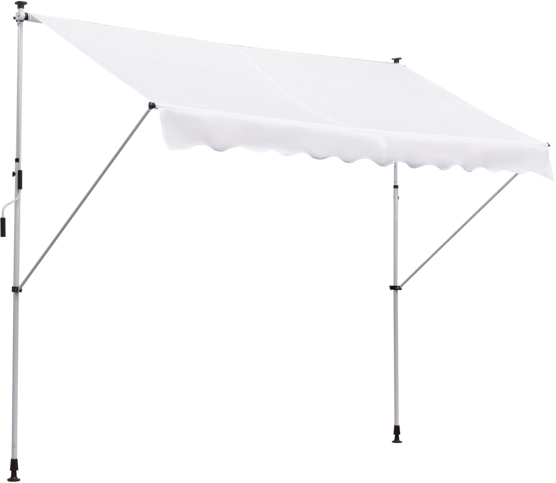 Outsunny Tenda da Sole a Bracci Estensibili con Manovella, Struttura Telescopica in Metallo e Parasole in Poliestere 300x150cm Bianco