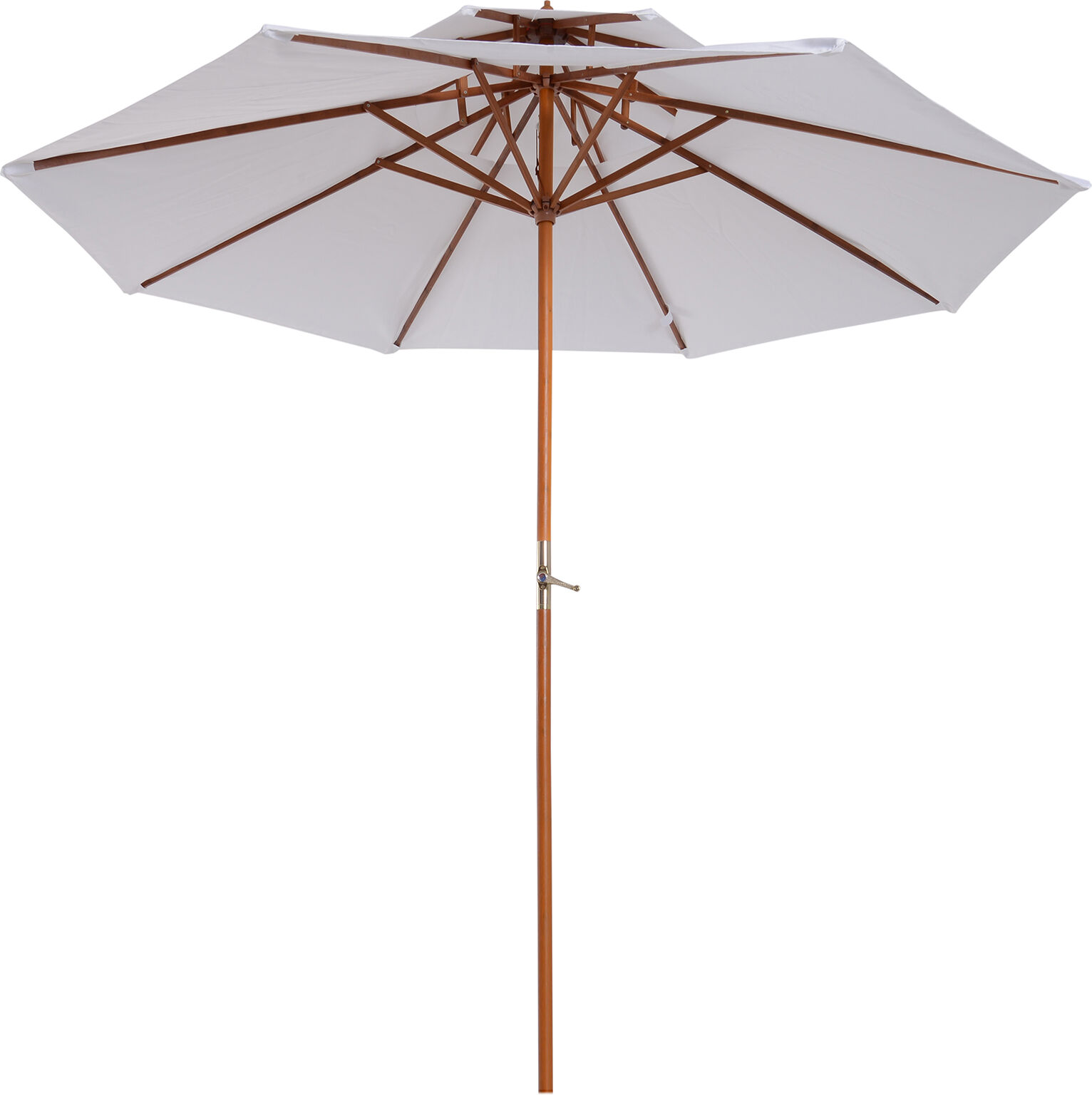 Outsunny Ombrellone Doppio Tetto da Giardino e Spiaggia in Legno, Ampia Copertura Φ2.65*H2.64m, Crema