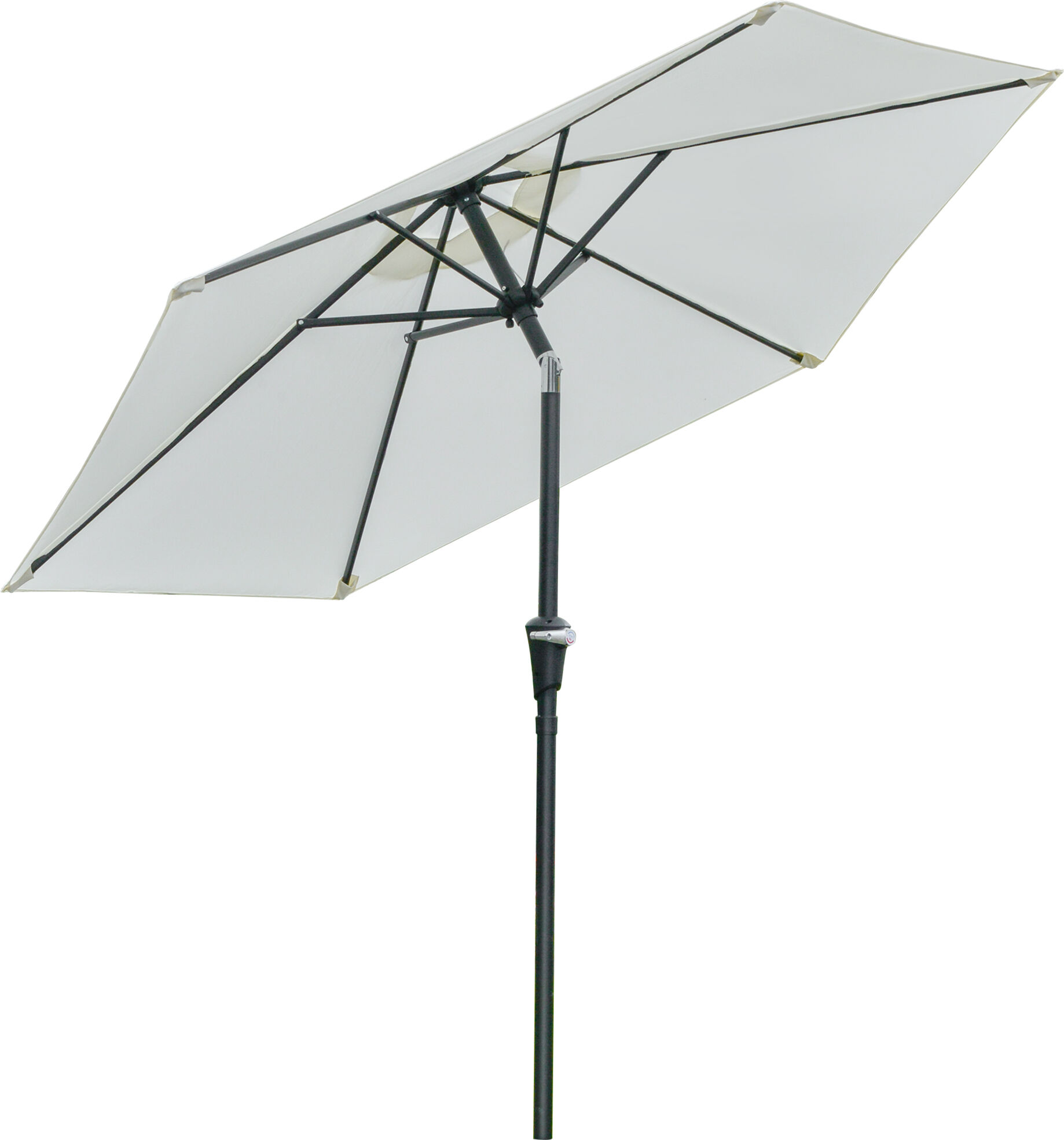 Outsunny Ombrellone da Giardino Inclinabile Φ230cm, Apertura a Manovella, Palo in Metallo e 6 Stecche, Bianco Crema