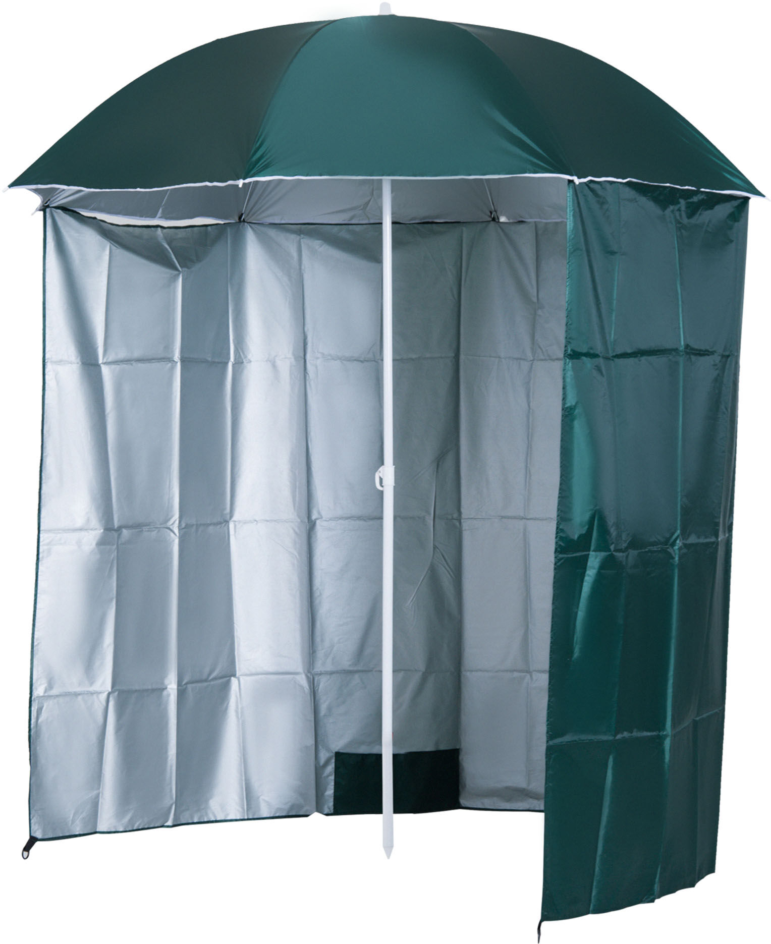 Outsunny Ombrellone da Spiaggia e da Giardino Φ220cm con Tenda Parasole, Poliestere e Metallo, Verde Scuro e Bianco