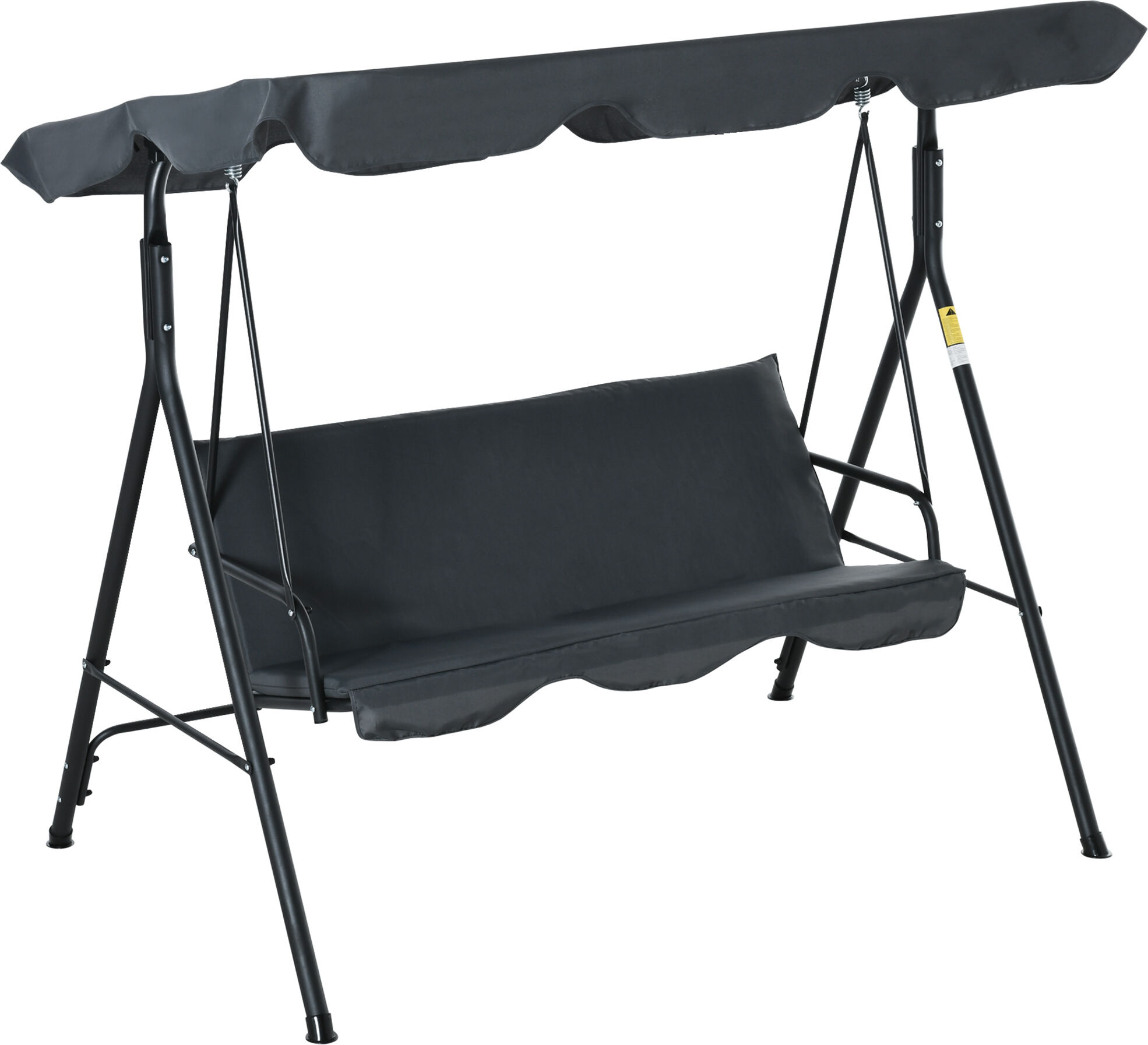 Outsunny Dondolo da Giardino 3 Posti con Tettuccio Parasole Regolabile e Cuscini, 172Lx120x153cm, Grigio