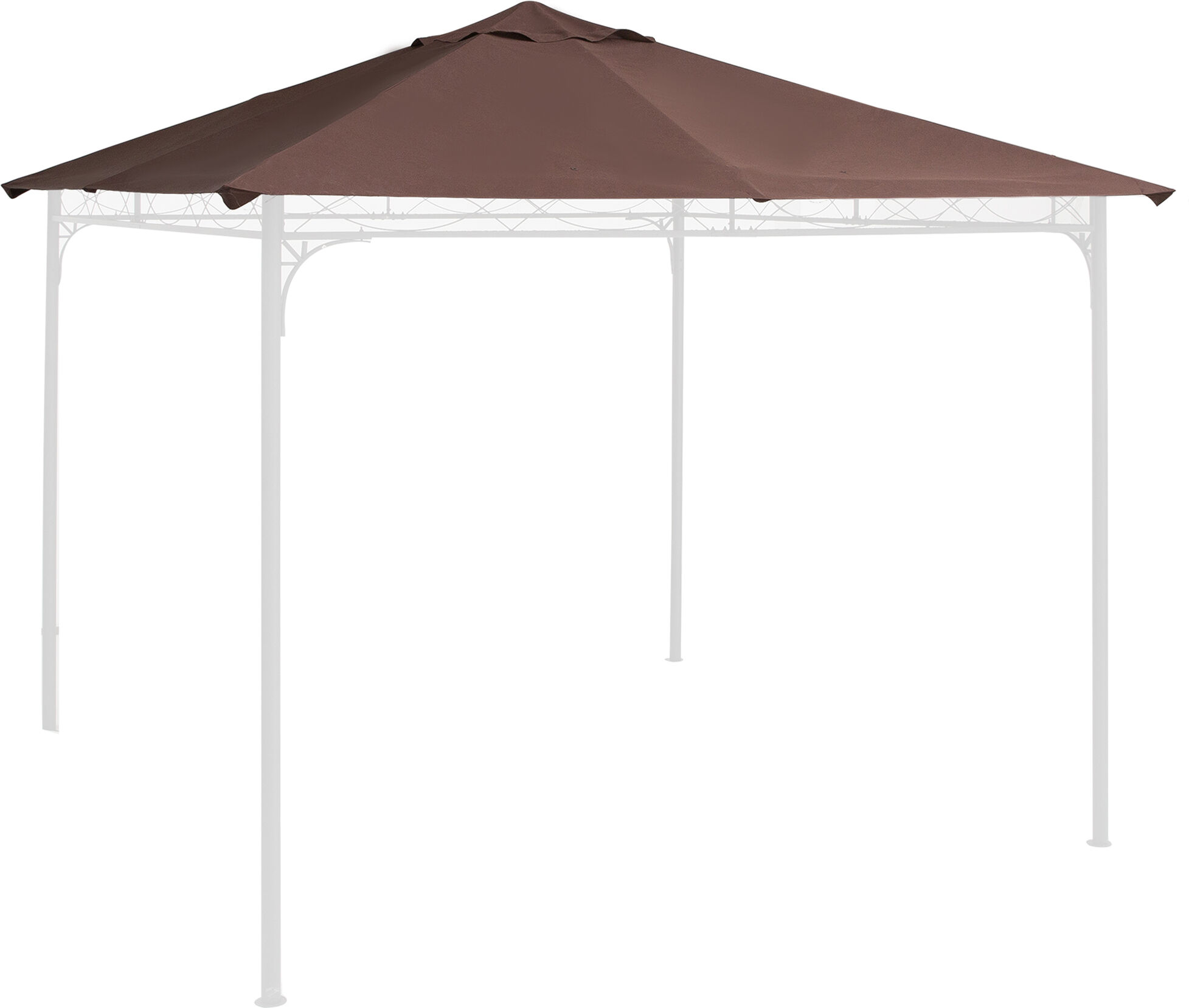 Outsunny Tetto di Ricambio 3x3m, Telo Sostitutivo per Gazebo da Giardino in Poliestere con Foro di Ventilazione, Color caffè