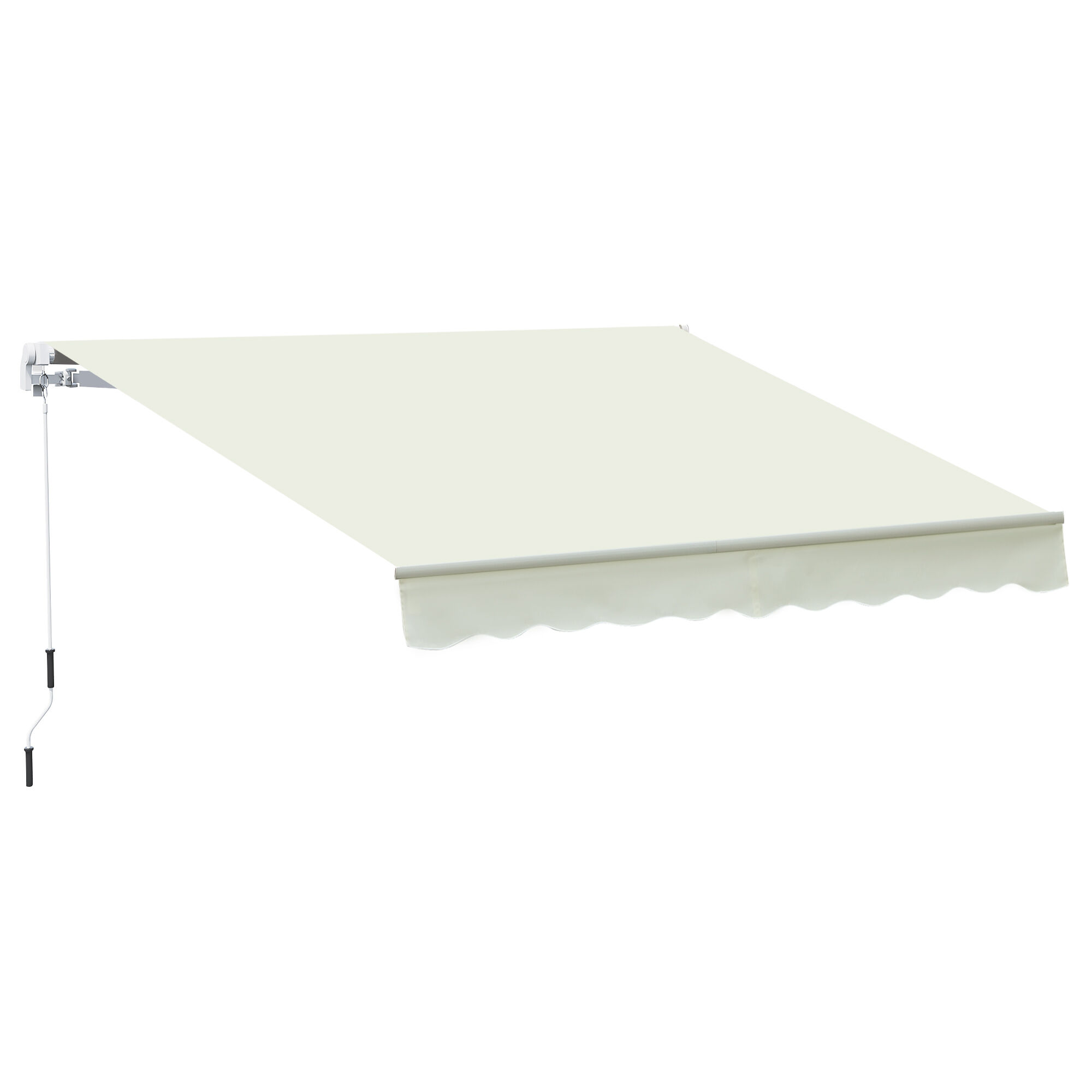 Outsunny Tenda da Sole Avvolgibile a Caduta Manuale per Porte e Finestre, in Alluminio e Poliestere Anti-UV, 295x245cm, Bianco
