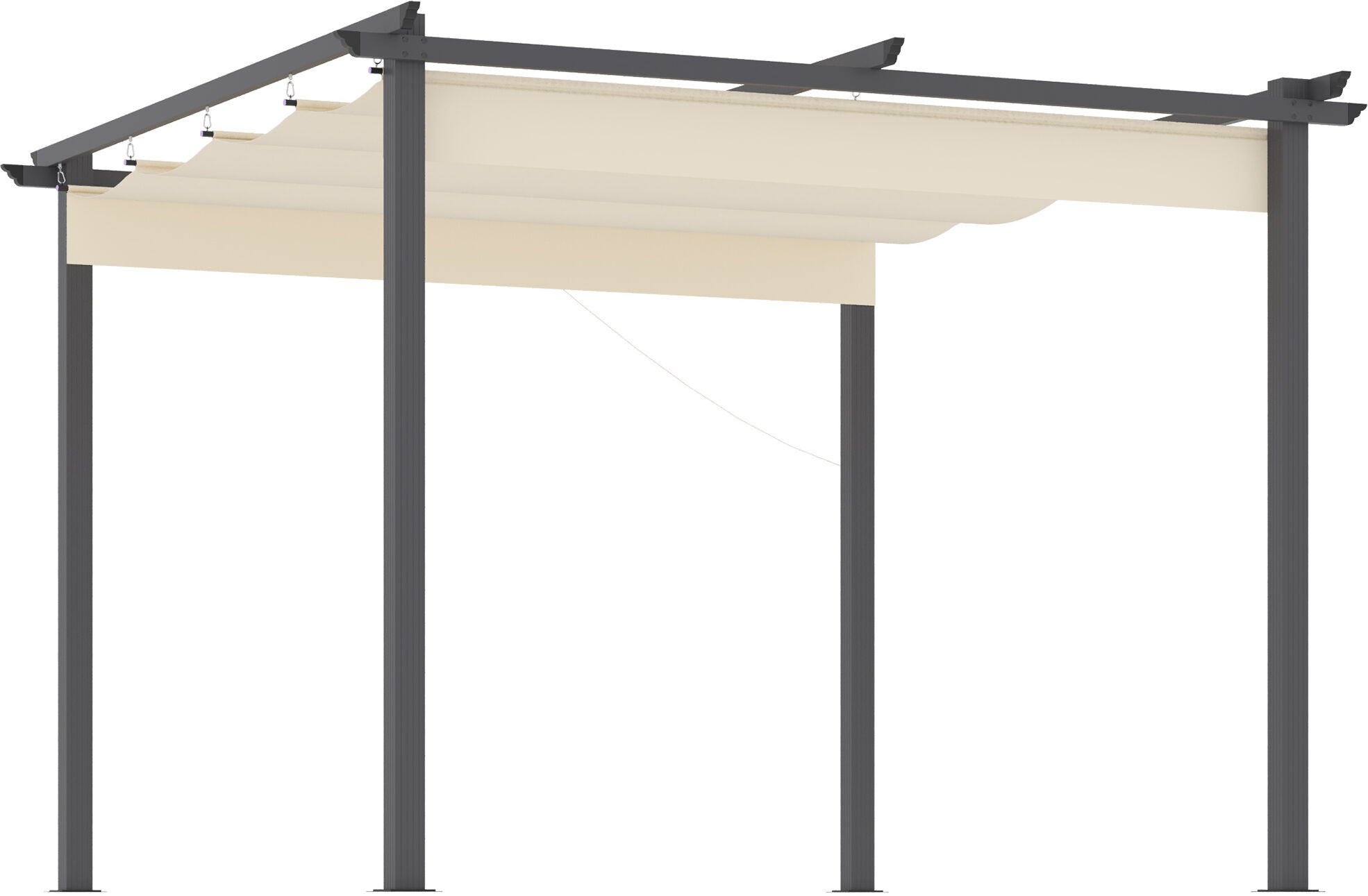 Outsunny Gazebo Pergola 2.95x2.95m Bianco Crema, con Tenda a Scomparsa in Alluminio e Poliestere, Elegante per Giardino