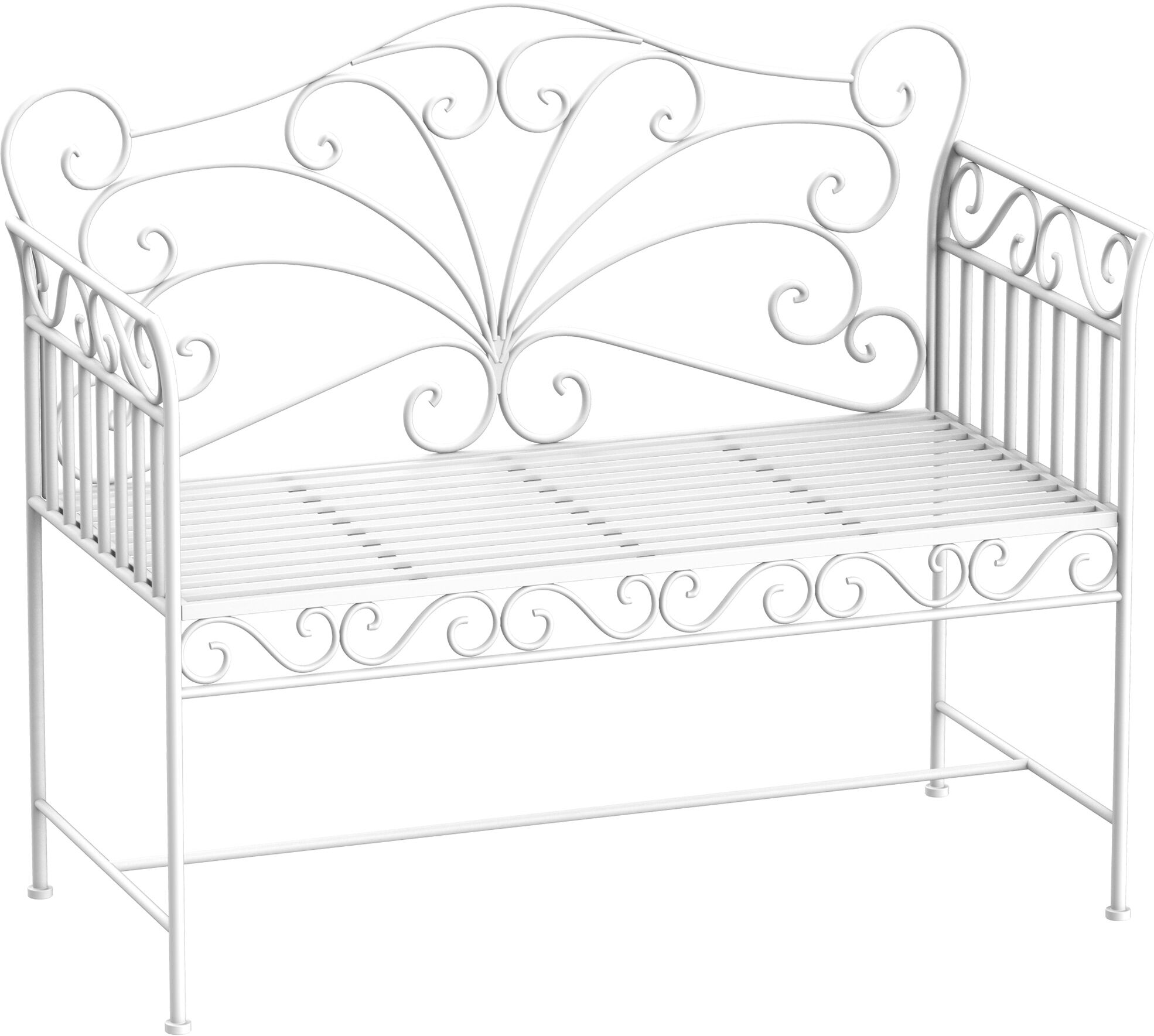 Outsunny Panchina Biposto da Giardino Stile Romantico Ferro 113.5 x 50 x 93.5cm Bianco