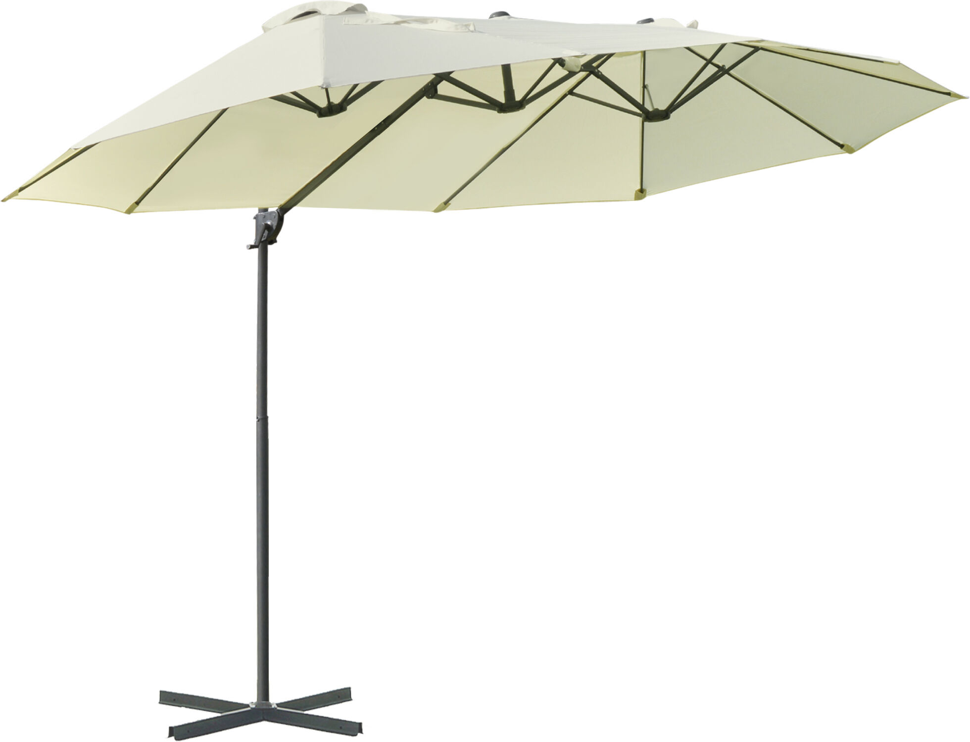 Outsunny Ombrellone Doppio in Acciaio e Poliestere Anti-UV Impermeabile Beige 440x270x250cm