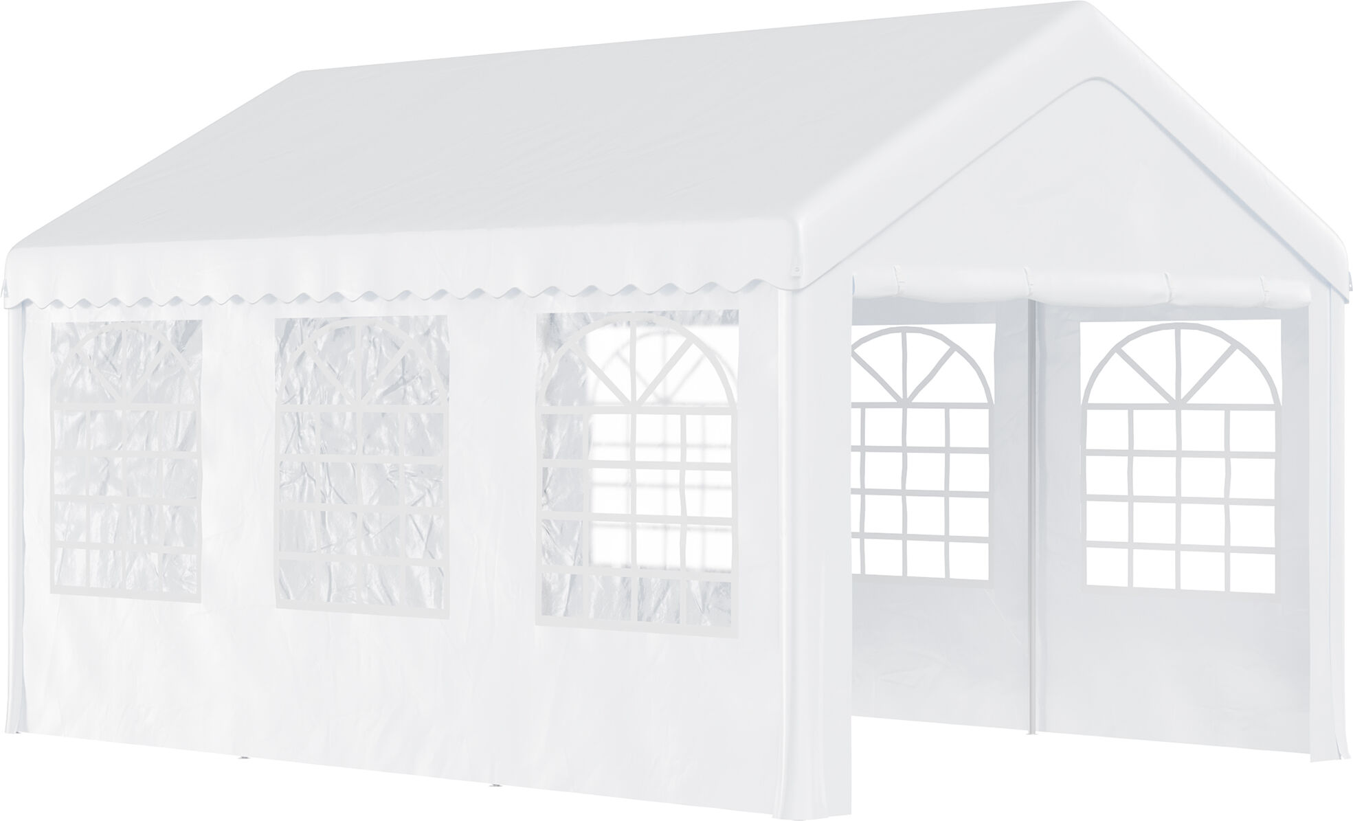 Outsunny Gazebo da Esterno Tendone per Feste Matrimonio Telaio in Acciaio Bianco (6m x 4.05m x2.8m)