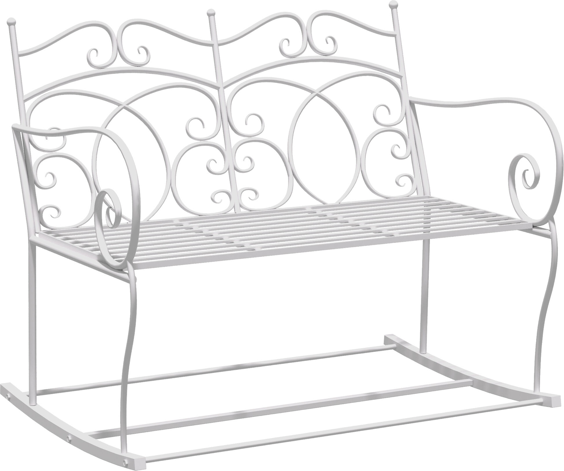 Outsunny Panchina a Dondolo Biposto da Giardino stile Shabby in Metallo 102 x 74.5 x 78cm, Bianco