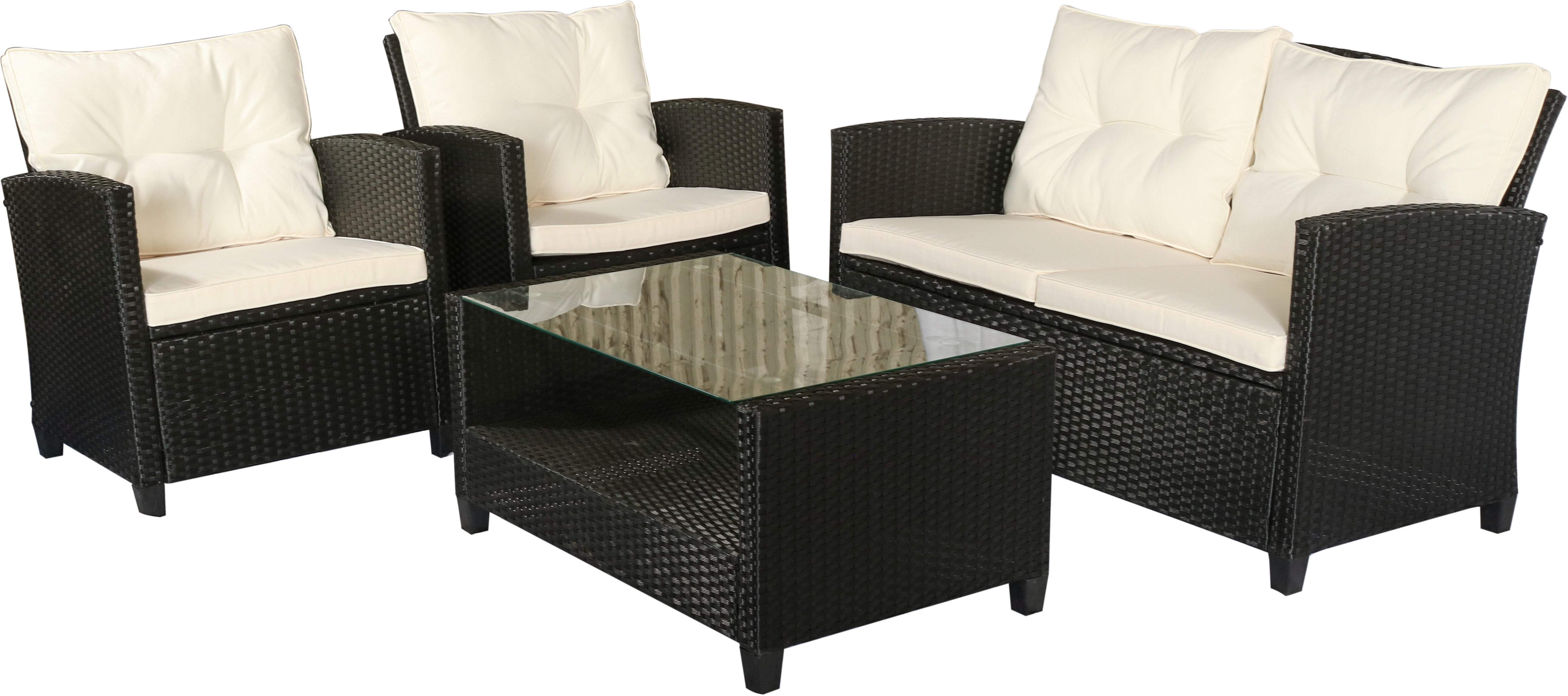 Outsunny Mobili da Esterno Salotto da giardino in rattan Set Divani e Poltrone Imbottiti mobili Nero e Beige 124x68x76cm   Aosom Italy