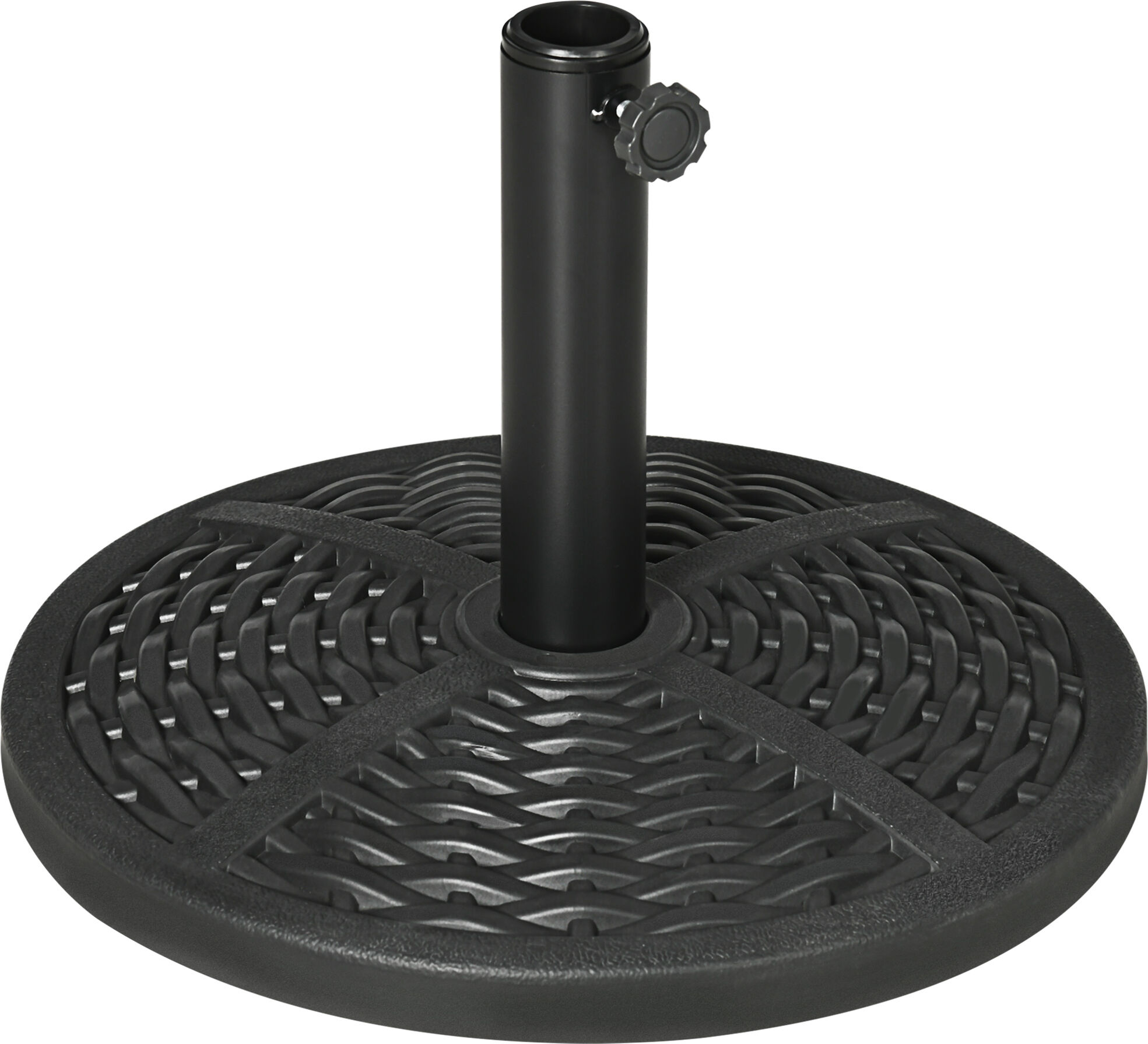 Outsunny Base per Ombrellone da Giardino Rotonda Effetto Rattan Ø45cm Peso da 9.5kg, Nero