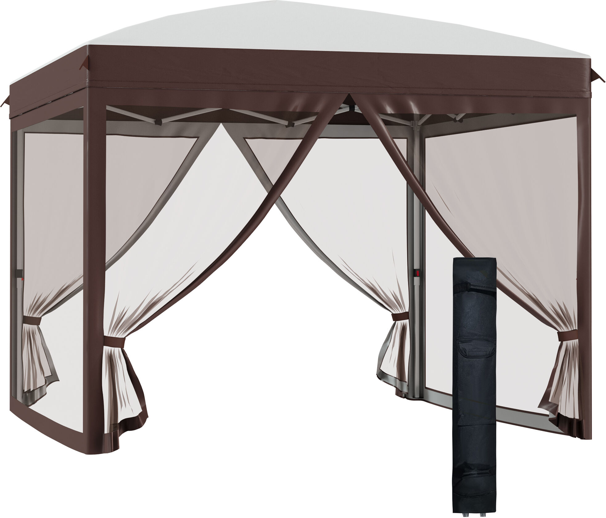 Outsunny Gazebo da Giardino con Zanzariera e Borsa da Trasporto con Ruote, 300x300x270 cm, color Crema