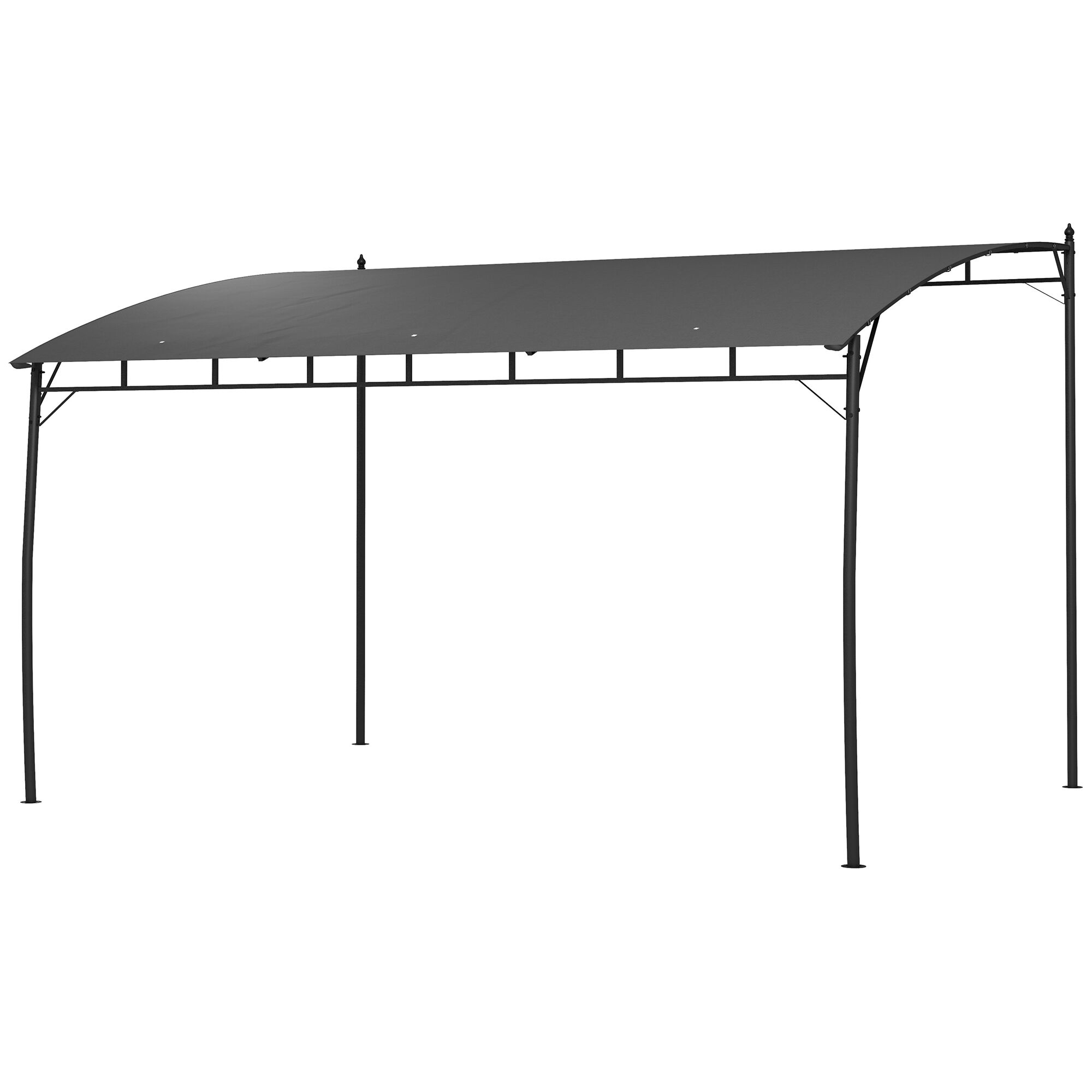 Outsunny Pergola Gazebo con 3 Fori di Drenaggio, in Metallo e Poliestere, 400x296x200/262 cm, Grigio Scuro