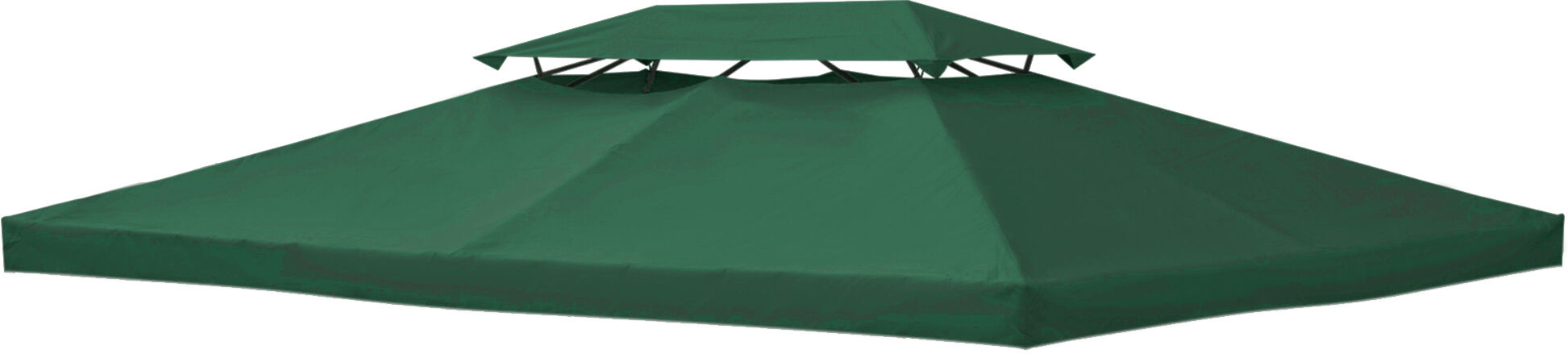 Outsunny Copertura per Gazebo 4x3 m a 2 Livelli in Poliestere con Cinghie e 10 Fori di Drenaggio, Verde