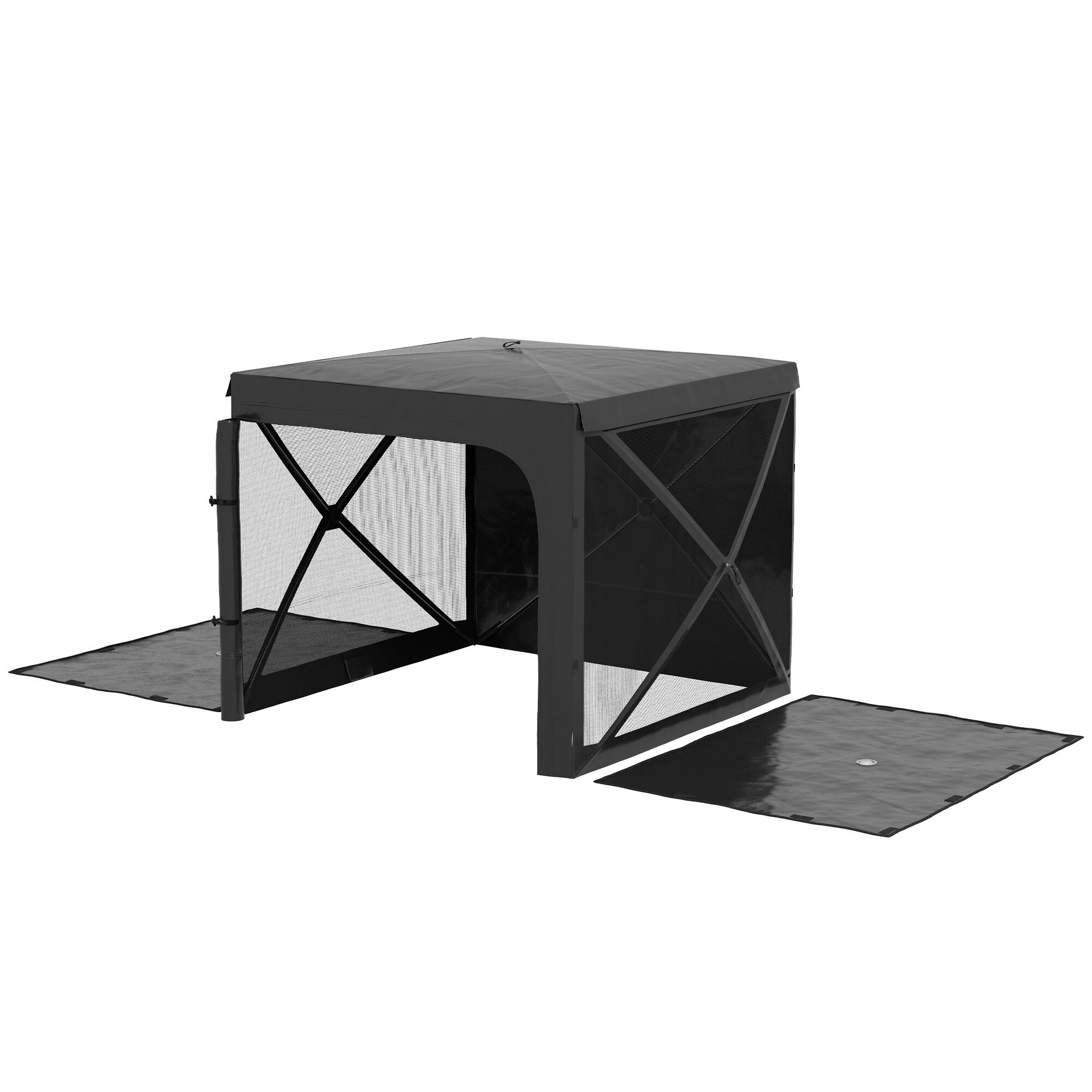 Outsunny Gazebo da Giardino 2x2.5 m Pieghevole con Tende e Zanzariere, Borsa di Trasporto, Nero