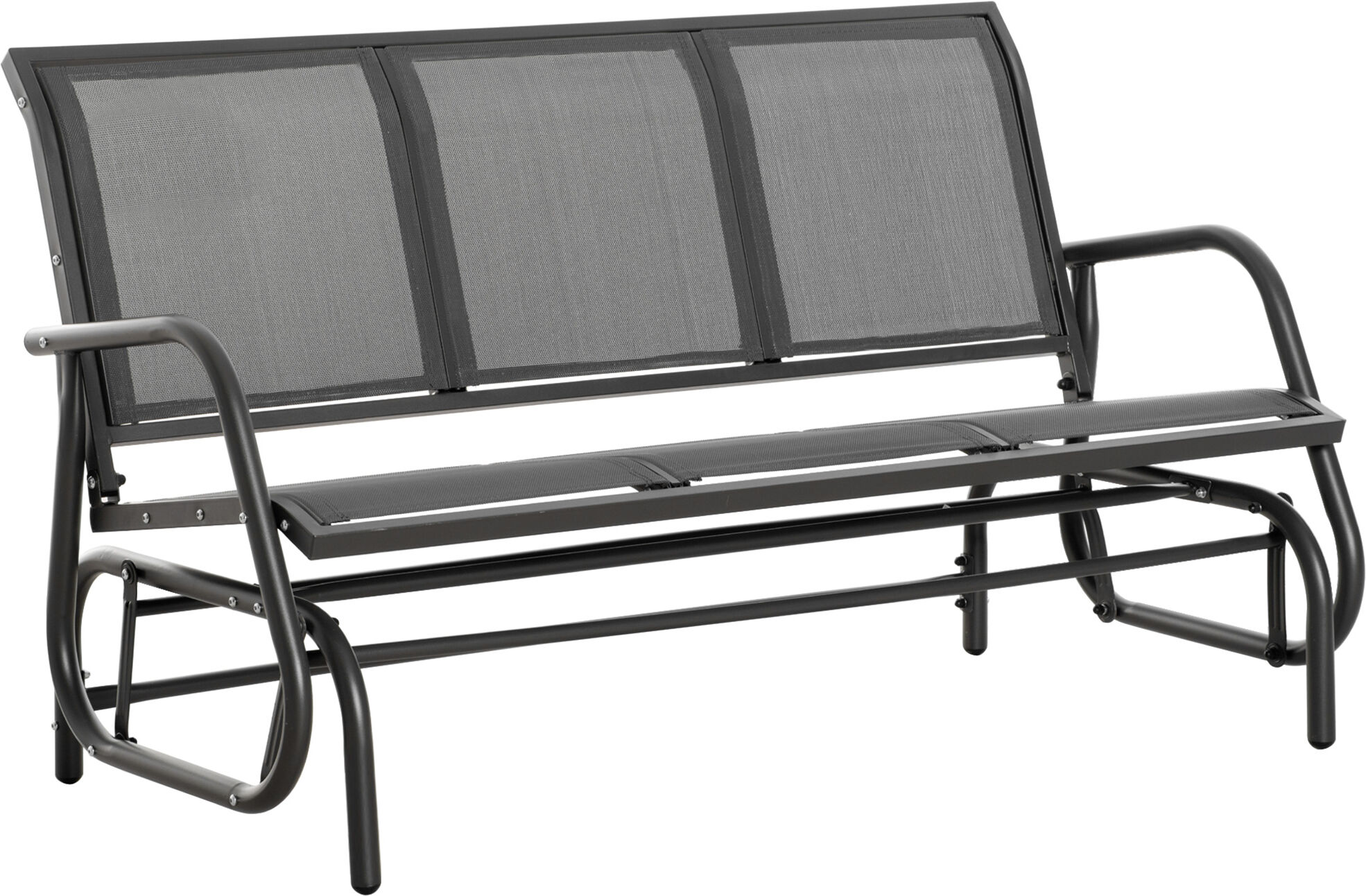 Outsunny Panchina a Dondolo da Giardino a 3 Posti in Metallo e Tessuto a Rete Traspirante, 151x75x85cm, Grigio