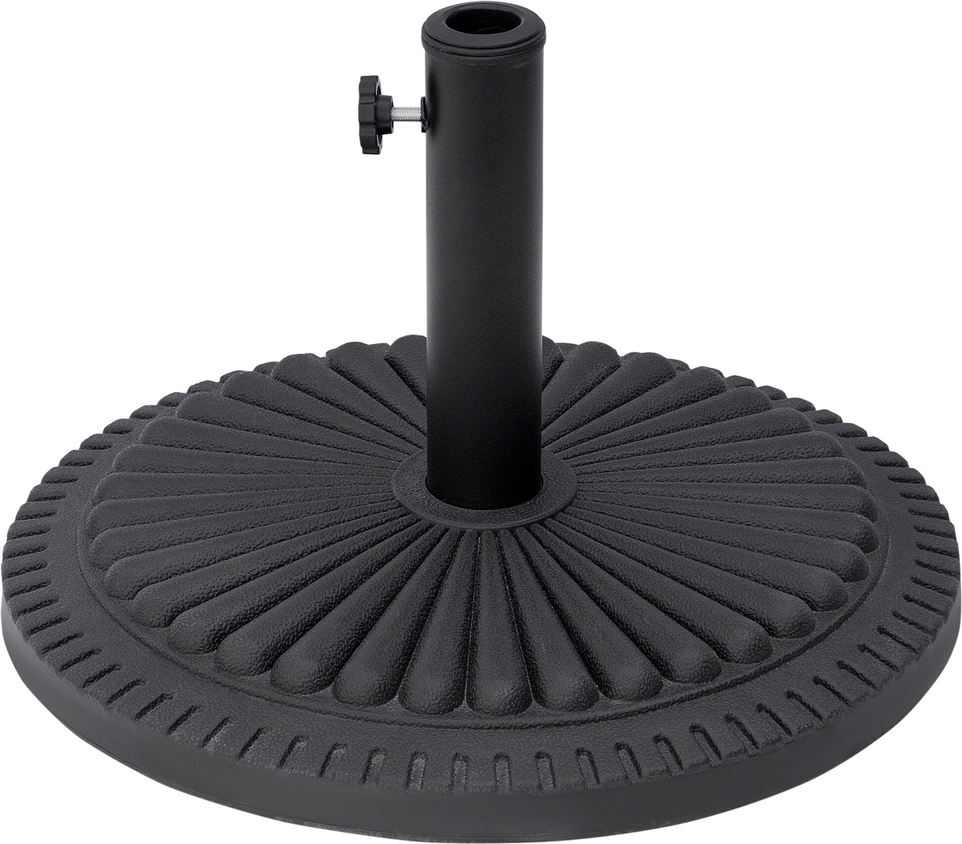 Outsunny Base Ombrellone Rotonda Nero, Plastica, 15kg, Adatta Pali Ф35-38-48mm, Ф49x32cm, Stabile e Resistente