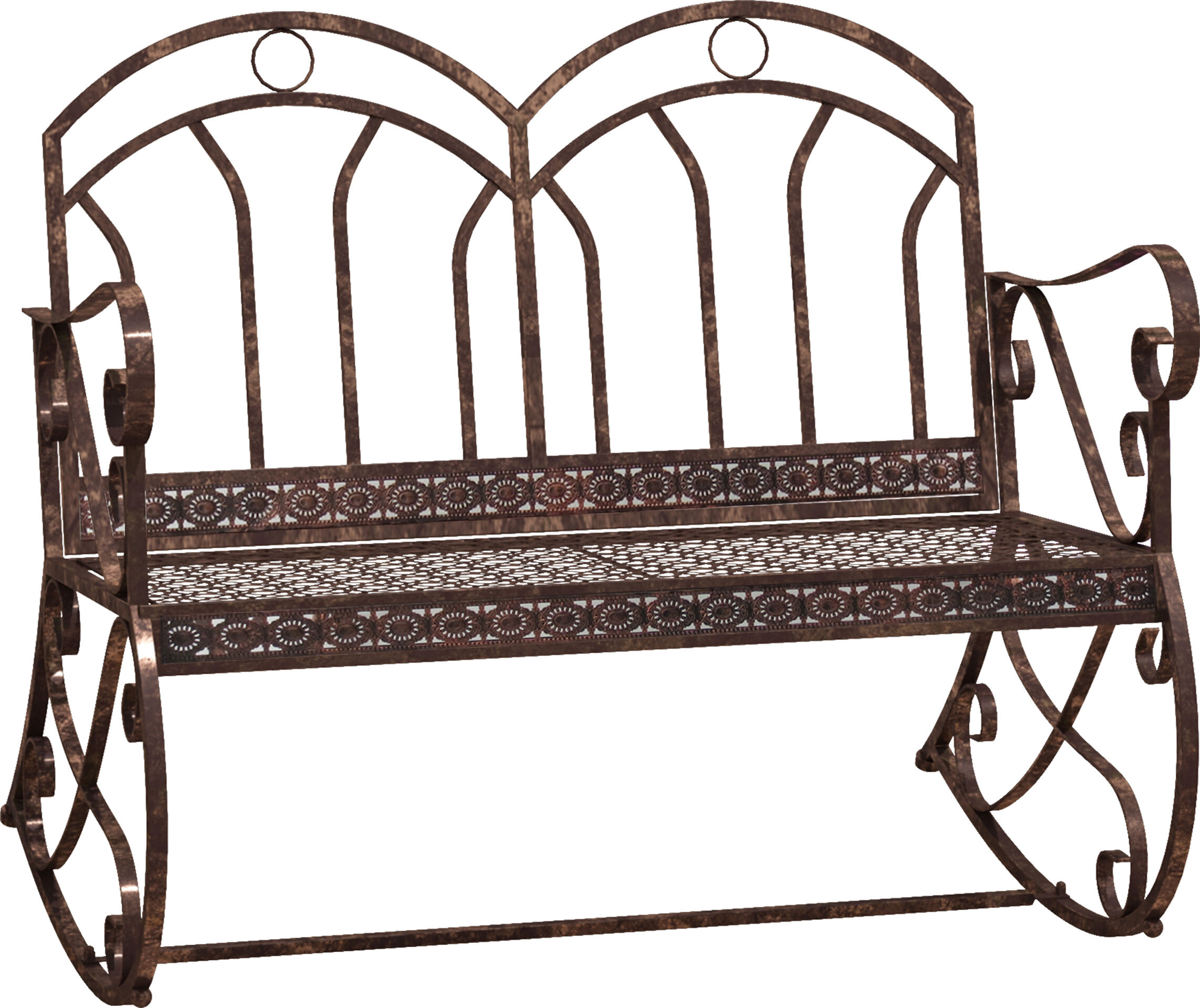 Outsunny Panchina a Dondolo da Giardino in Metallo a 2 Posti con Braccioli, 104x75x95.5cm, Colore Bronzo