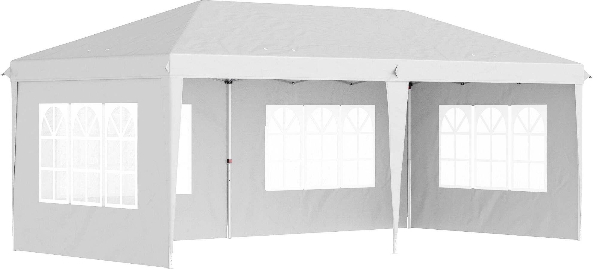 Outsunny Gazebo da esterno bianco con Finestre Regolabile in Altezza e tende Removibili 585x295x270 cm