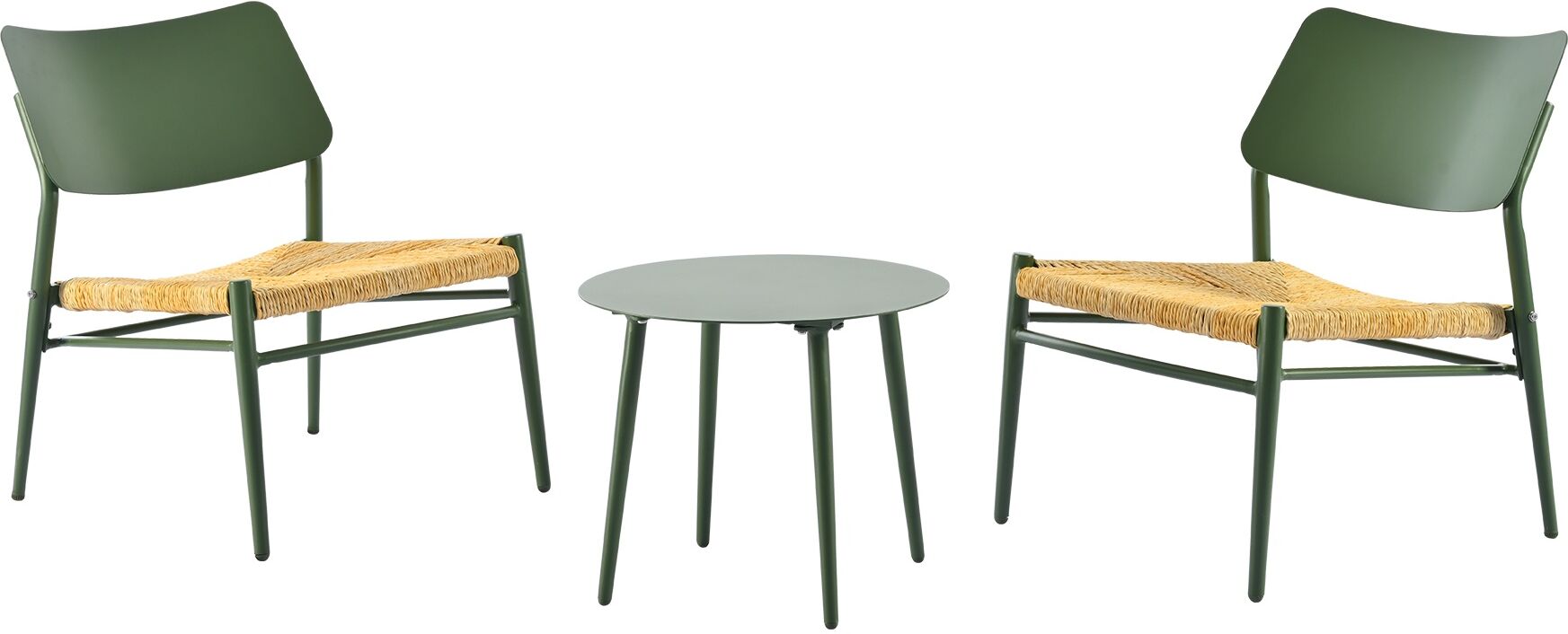 Wg Set Bistro 3 Pezzi in Alluminio e Rattan PE per Balcone, Anti UV e Carico 150 kg, Verde