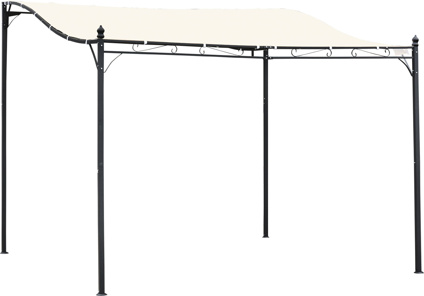 Outsunny Gazebo Pergola 3x3m da Esterno, Giardino o Terrazzo con Tenda Crema