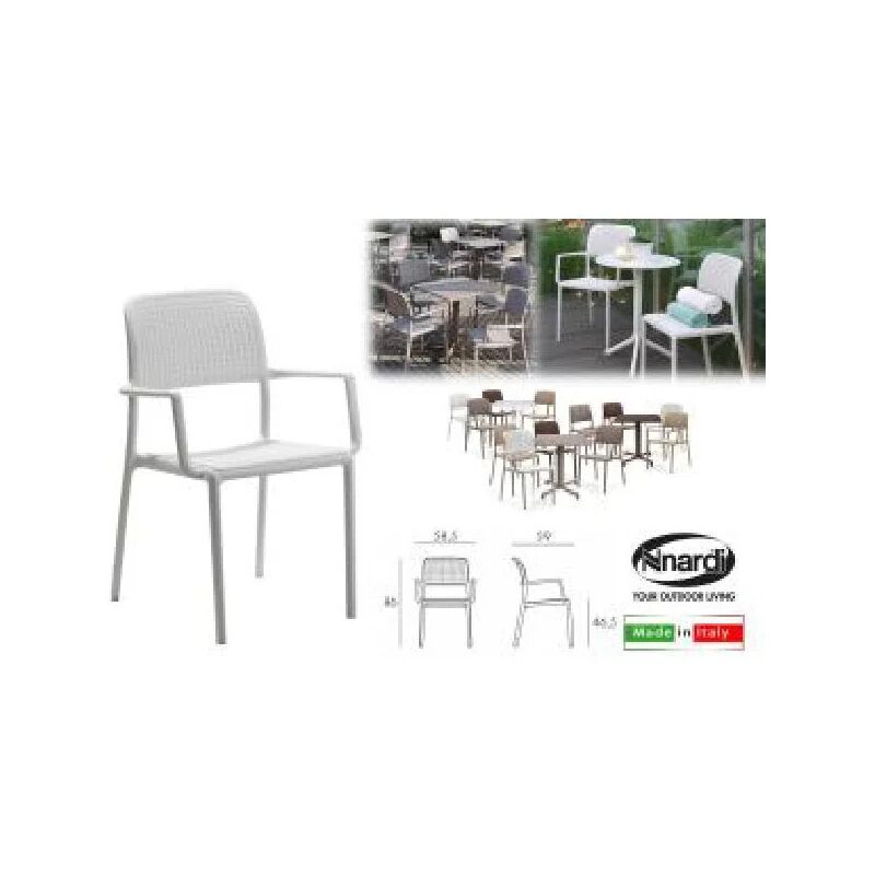 Nardi NR1130 Sedia da Giardino Bora con Braccioli 58.5x59x86 cm Bianco