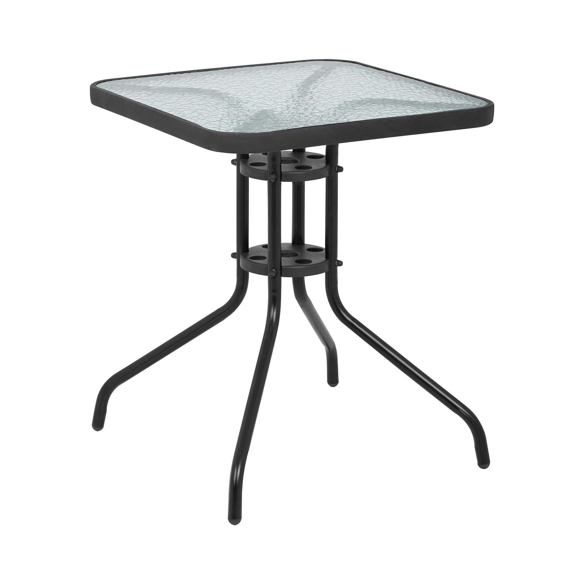 Uniprodo Tavolo da giardino - 60 x 60 cm - Piano in vetro - Nero UNI_TABLE_02