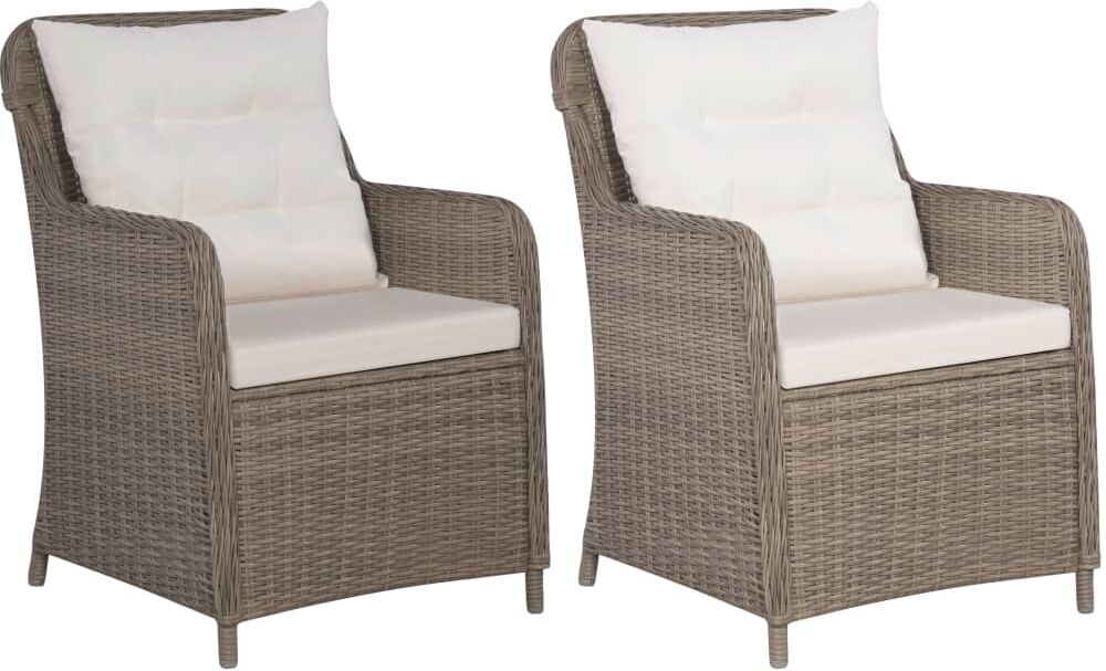 vidaXL Sedie da Esterno con Cuscini 2 pz in Polyrattan Marrone