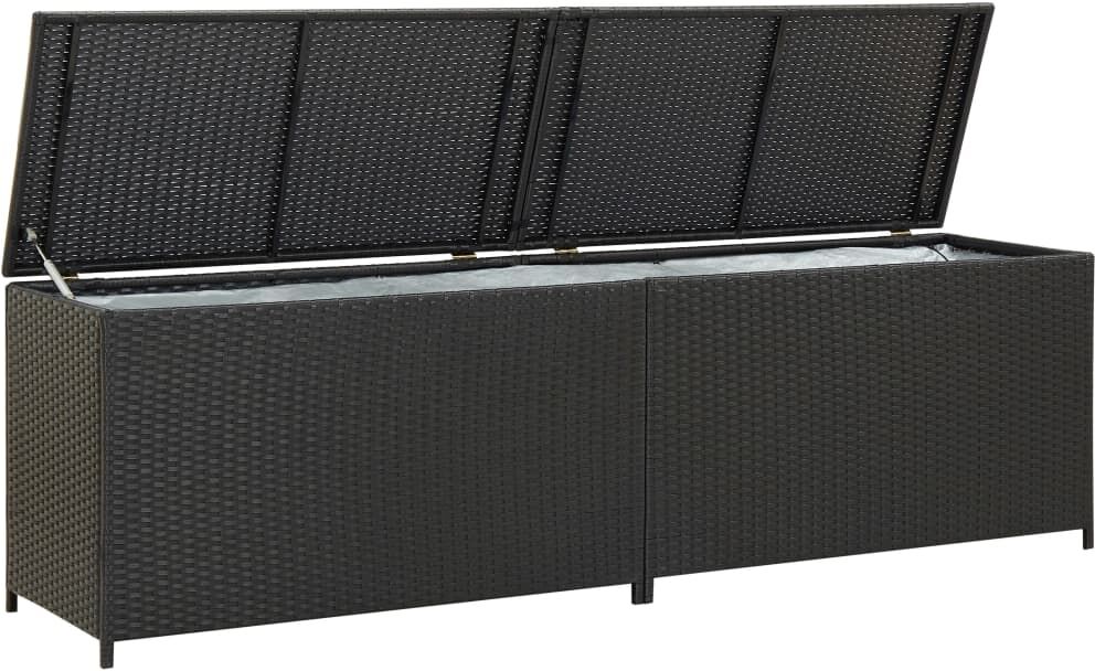 vidaXL Baule da Giardino in Polyrattan 200x50x60 cm Nero