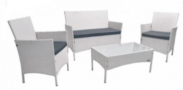 Arredo Casa Facile Divano Rattan Bianco Salotto Arredo Giardino Completo - Cuscini