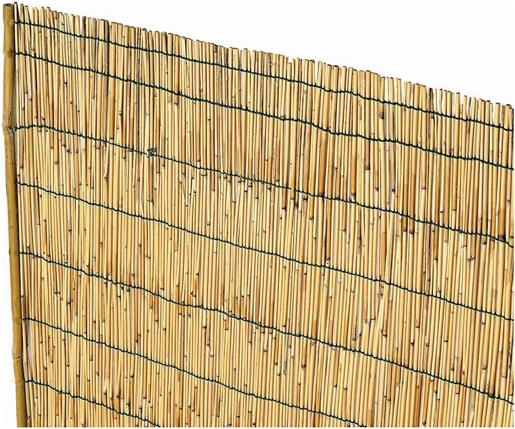 Arella In Cannette Di Bambu' Pelato 1x5m Ø Circa 4-5 Mm Con Filo Nylon Prodotto Naturale