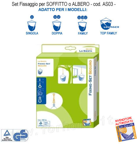 Fissaggio Per Amache Sospese Pensili Kit Per Soffitto O Albero As03 (Fs)