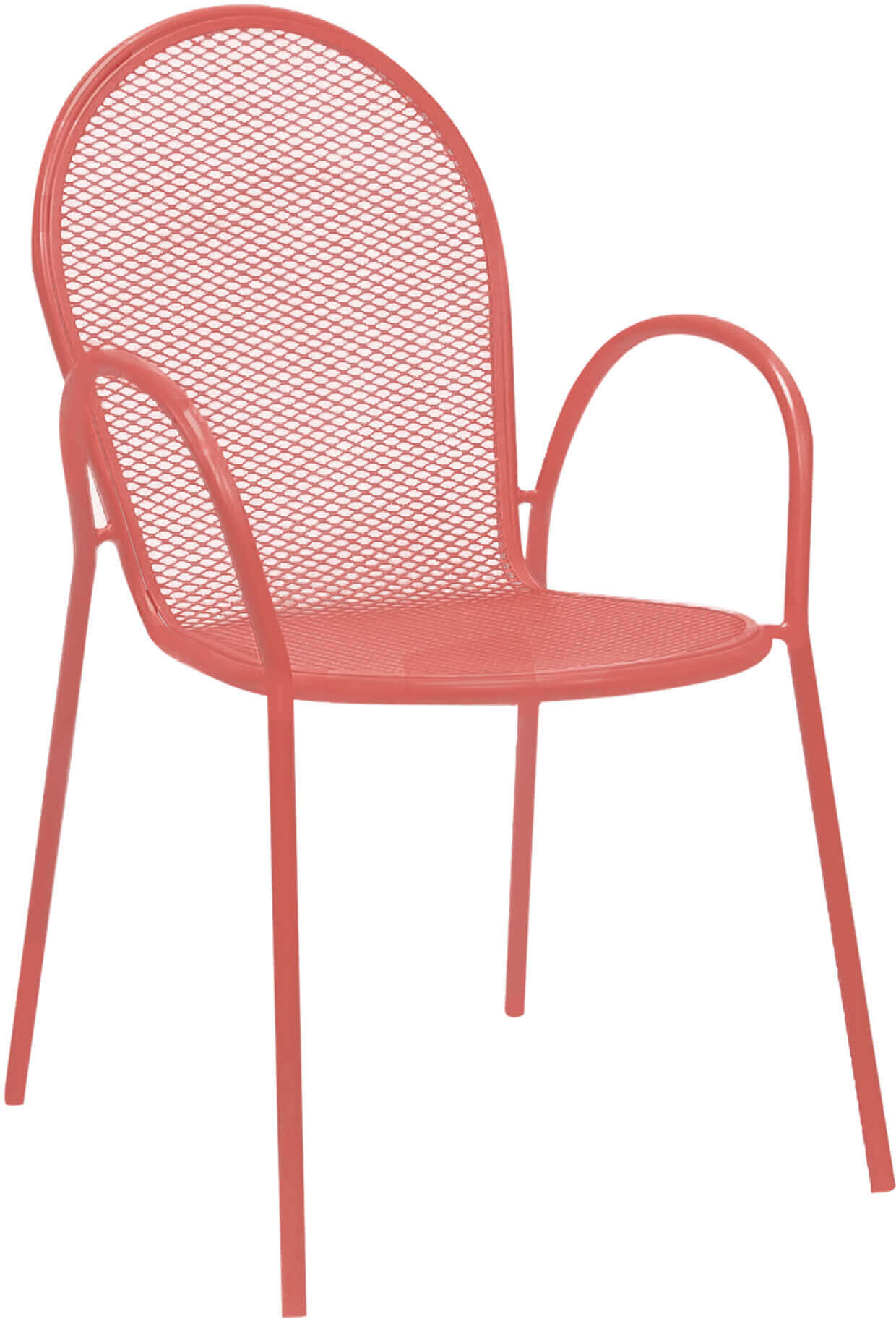 Milani Home Poltrona Impilabile In Ferro Corallo Per Esterno Giardino, Portico, Ristorante, Rosso Corallo 51 x 90 x 61 cm