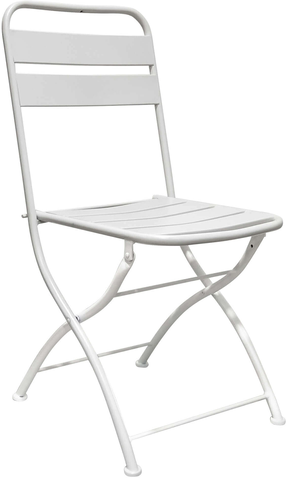 Milani Home Sedia pieghevole In Ferro Per Esterno Giardino, Portico, Ristorante, Gelateria Bianco 42 x 88 x 50 cm