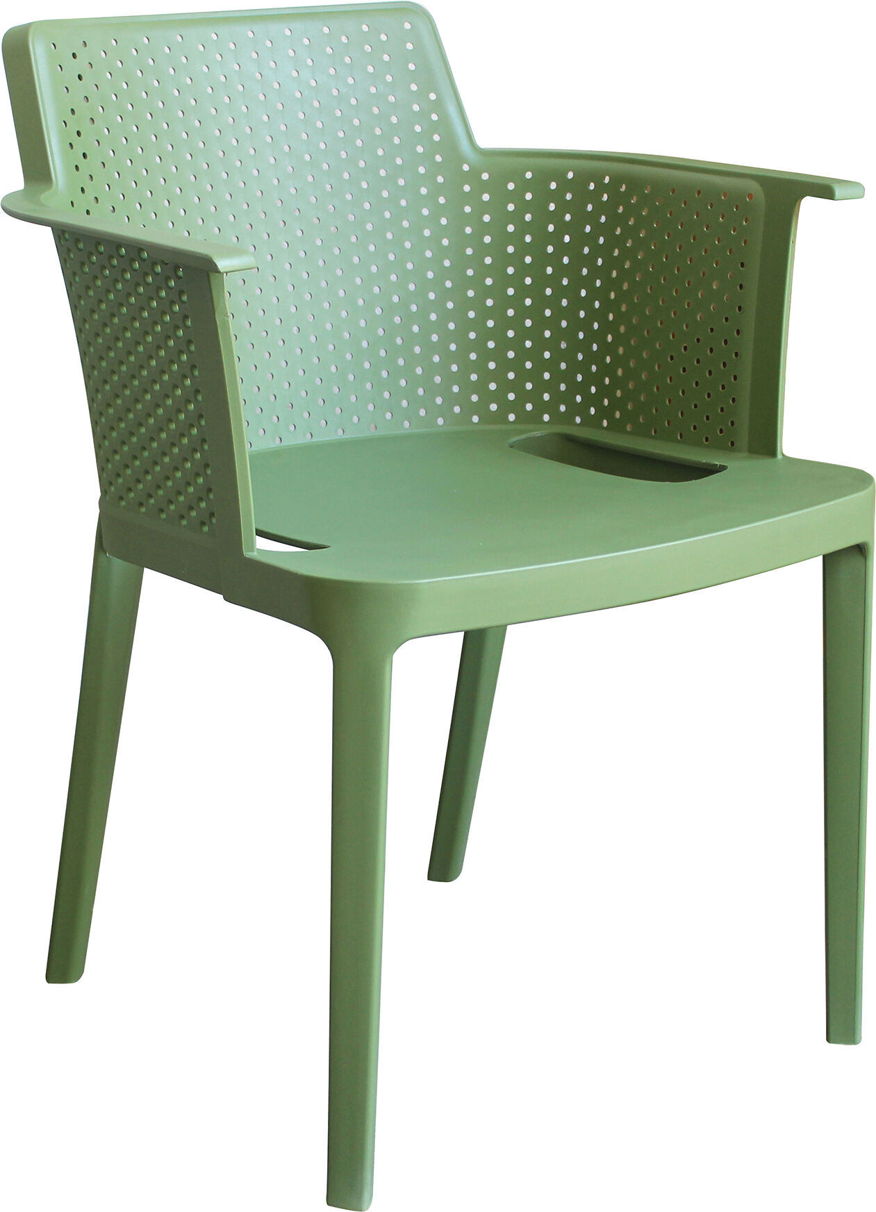 Milani Home Poltrona in plastica per esterno giardino interno sala da pranzo colorata polip Verde 60 x 76.5 x 58 cm