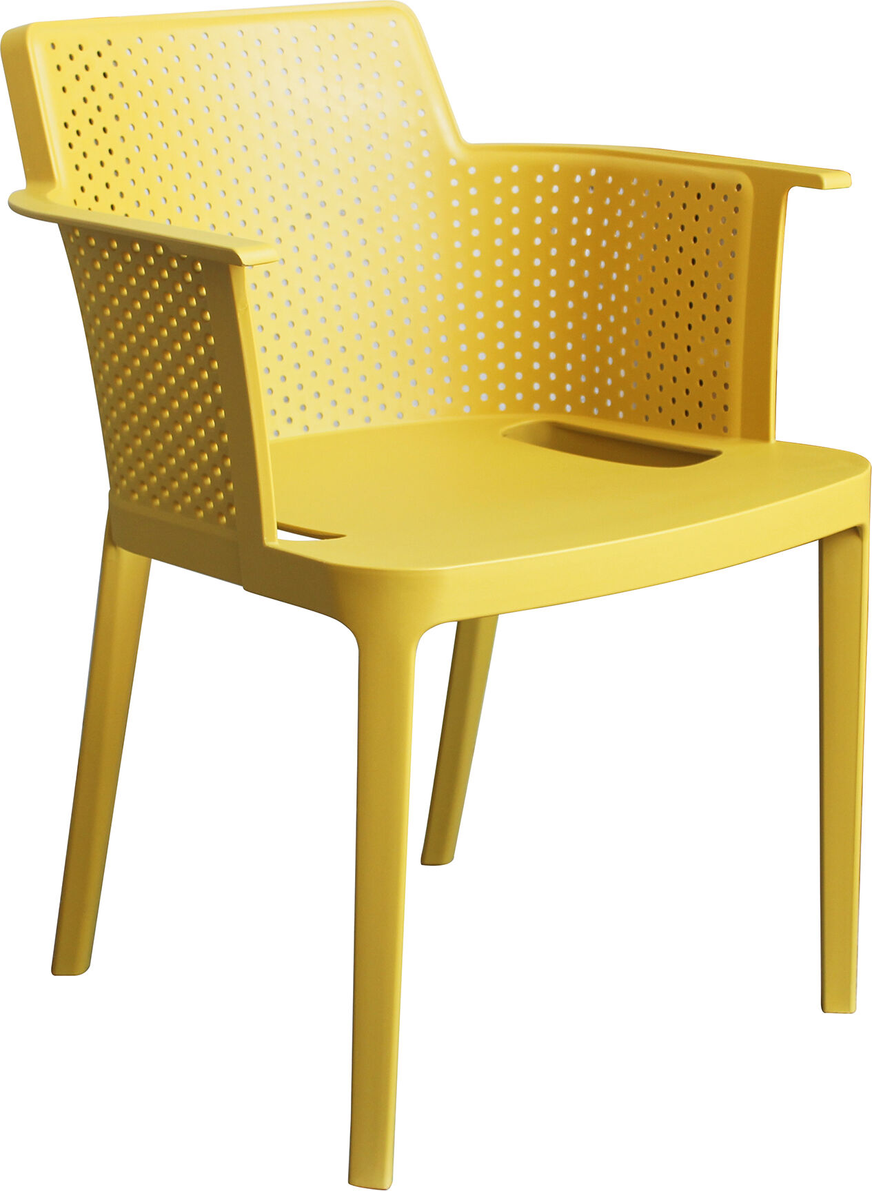 Milani Home Poltrona in plastica per esterno giardino interno sala da pranzo colorata polip Giallo 60 x 76.5 x 58 cm