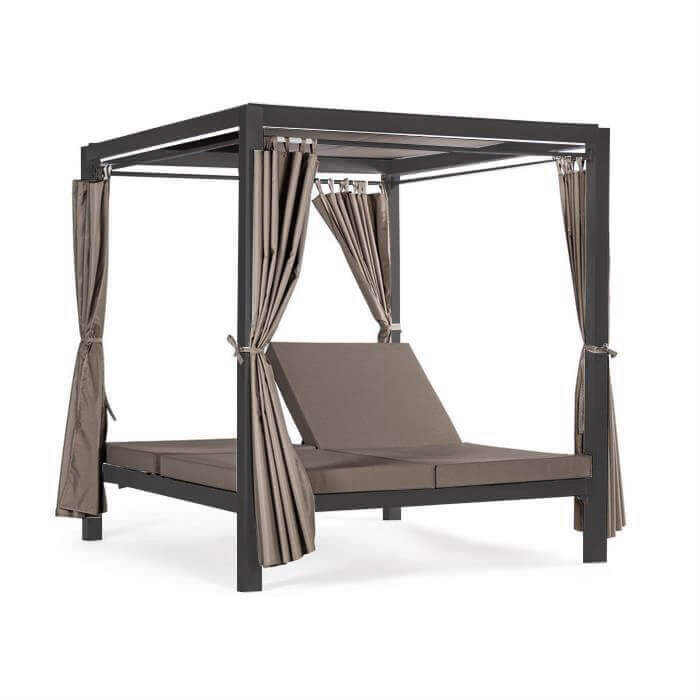 Milani Home gazebo letto di design moderno per giardino cm 212 x 149 x 195 h Antracite 209 x 206 x 188.5 cm