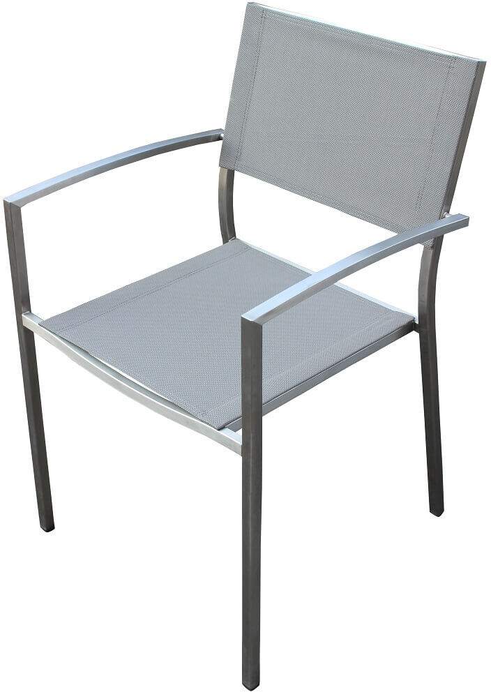 Milani Home Poltrona Da Giardino In Alluminio E Textilene Impilabile Grigio 56 x 83 x 54 cm